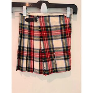 Triminghams Vintage Pure Wool Dress Stewart Tartan Kilt Skirt Girls Age 5 UK